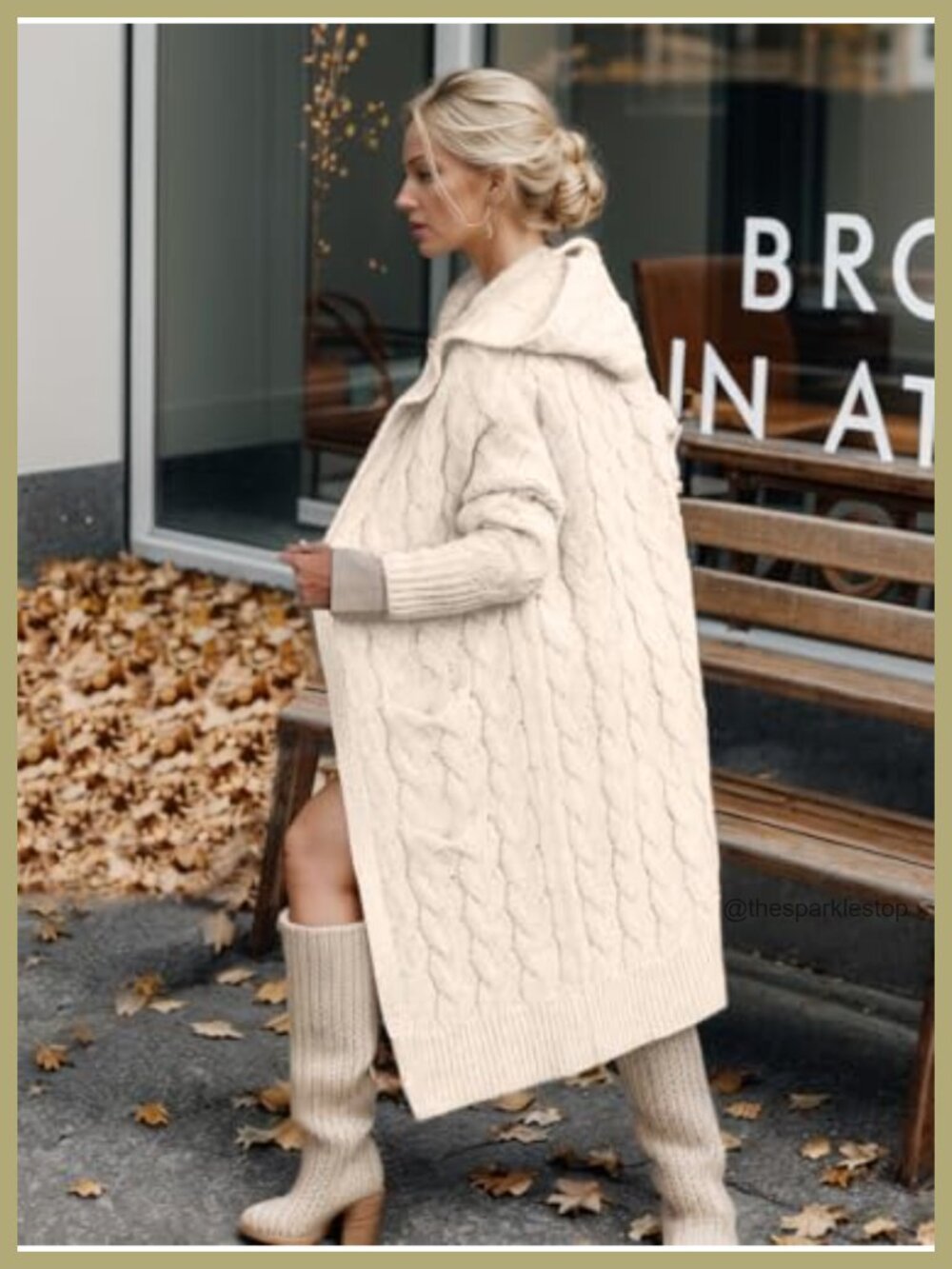 Cable Knit Cardigan Sweater for Women Oversized Hooded Long Sleeve Open Front - Picture 3 of 6